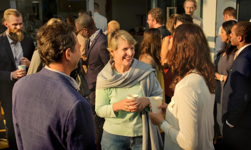People mingling at a networking event