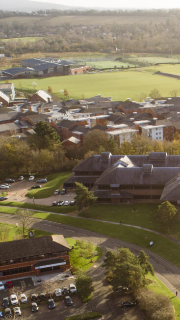 aerial view of the Surrey Research Park science and technology business park