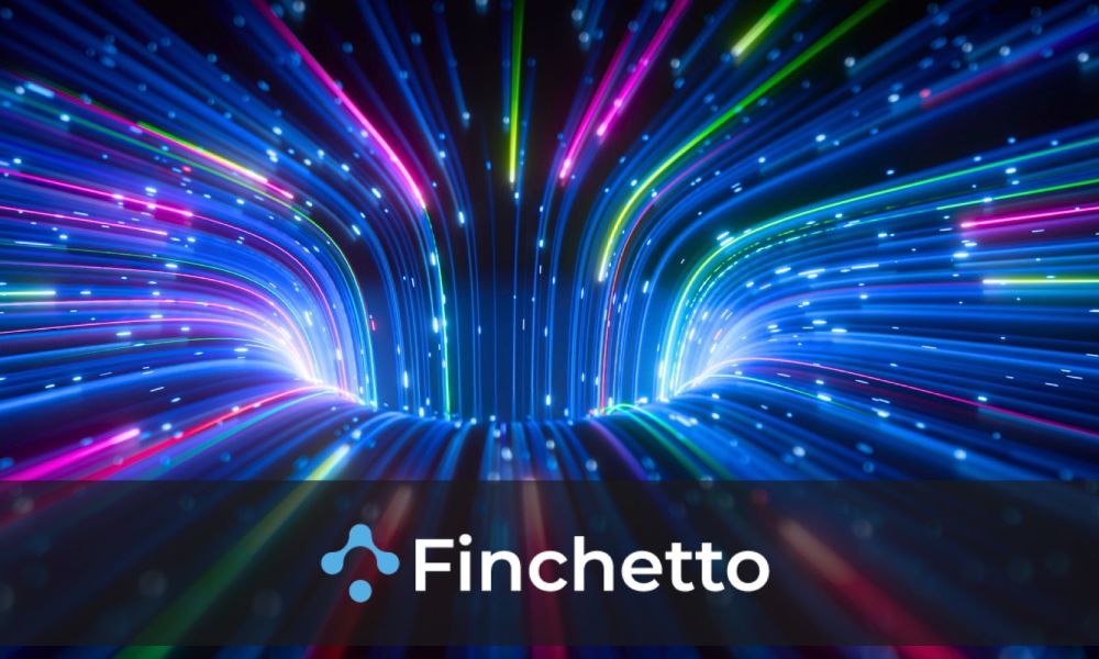 Concept image of lights travelling towards towards the centre with Finchetto logo.