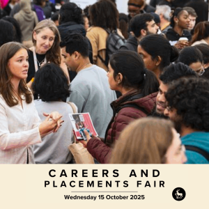 Students and businesses meet at a careers fair