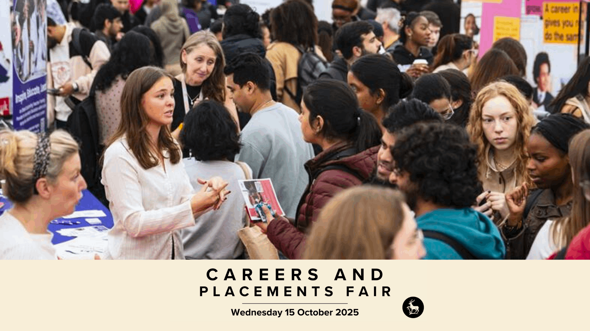 Students and businesses meet at a careers fair