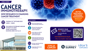 Poster advertising event at the University of Surrey