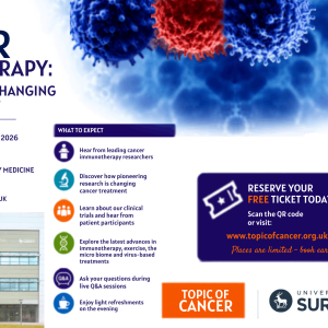 Poster advertising event at the University of Surrey